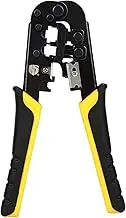 Uvital Dual-Modular Network Cable Cutting Stripping Crimper, Cat 5 Stripper Crimping Tool RJ45 RJ12 RJ11 8P/6P Connectors Hand Tools for Cuts, Strips, and Crimps 2 type of plugs in 1