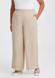 [TS] Taking Shape Linen Bamboo Wide Leg Pant Size 10 in Honey - Plus Size Women's Bottoms Honey