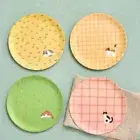 L Fat Cat Wildflower Bamboo Fiber Pattern Round Plate 4P