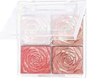 Linjinx 1Pc Blush Highlighter Palette 4 Color Makeup Set Shimmer Powder for Face Cheeks Eyeshadow Highlighting Contouring Buildable Color Type 1 One Size