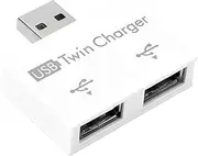 TOUISEDGI USB Hub, Portable Sturdy Hub USB2.0 Male to 2-Port USB Twin Charger Splitter Adapter Converter Kit 4 X 3 X 1cm(White)