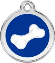 Red Dingo 2D Bone Tag Dark Blue - Lifetime Guarantee - Cat, Dog, Pet ID Tag Engr