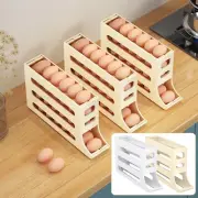 Rolling Egg Organizer Fridge Storage Box With Slide Out Tray Automatic Egg For