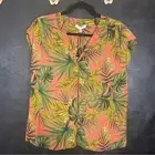 Maison d’ Amelie Salmon Color Leaf Print Top Size Medium