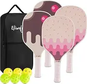 Eliwdshen Pickleball Paddles-Set of 4 Rackets with pickleballs and Bag |Racket Meets USAPA Standards| Durable Design|Wood Pickleball Racket Set for Men, Women, Children and Adults (Cute)