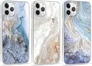 Foonary Pack of 3 Transparent Case for Apple iPhone 11 Pro 5.8 Inch, Mobile Phone Case with Aesthetic Pattern Motif Design Case, Silicone Bumper Protective Cover for iPhone 11 Pro, Marble 06