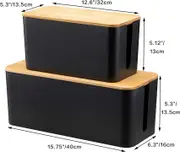 Set of 2 Cable Management Box to Hide TV Computer Wires, Organize Desk Cords, USB Hub Power Strips