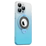 Skin-Touch Hard PC Case for iPhone 15 Pro Max Kickstand Phone Cover Compatible with MagSafe Blue