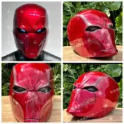 Red Hood Batman Robin Cosplay Helmet LED Eyes FRP Mask Costume Props Gifts