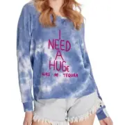 Wildfox cut out pullover blue cloud tie dye I need a huge glass NWT size medium