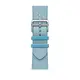 Apple Watch Hermès - 45 公釐 Bleu Céleste/Écru 天藍色配淺米色 Toile H Single Tour 錶帶