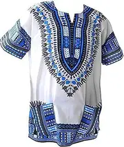 [MTINDO] Dashiki Shirt for Men Women Plus Size Casual Loose African Tribe Short Sleeve Shirts