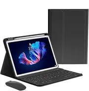 iPad 9th 8th 7th Generation Air 3 Pro 10.5 Keyboard Case Mouse, Magnetically Detachable Wireless Color Keyboard Slim Lightweight Smart Case with Pencil Holder (Black)