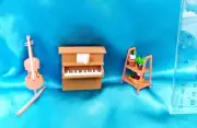 4 - Music Room Violin Bow Piano Plants - MINI DOLL HOUSE ACCESSORIES.