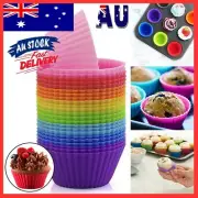 12x Cupcake Case DIY Bake Mold Silicone Muffin Baking Mould Round Cup Cake AU