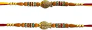 [SWAMISP] Rakhi For Brother And Bhabhi Rakhi for brother Rakhi Set Rakhee for Brother Sister Bracelets Rakhi Gifts For Brother Designer Rakhi For Bhabhi Rakhi Set of 2, Medium, Silk, No Gemstone