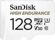 SanDisk MicroSD Card, UHS-I U3, V30, Class 10, Dash Camera, Surveillance Camera, Heavy Duty, High Endurance SDSQQNR-128G-GH3IA Simple Design Package