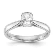 0.33ct. CZ Solid Real 14K White Gold Oval Solitaire Engagement Ring Polished Engagement Ring