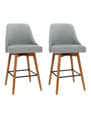 [Artiss] Dining Chairs Wooden Kitchen Bar Stools in Grey