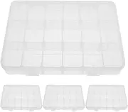 DIYEAH 4pcs 18-Compartment Clear Plastic Organiser Boxes – Adjustable Dividers for Beads, Jewellery, Crafts, Fishing Tackle & Household Storage