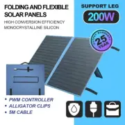 200W Folding Solar Panel Blanket Kit 12V 200 Watt Flexible Mono Mat With Stands