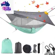 Camping Hammock with Mosquito Net & Rain Fly Tent Tarp & Tree Straps Portable St