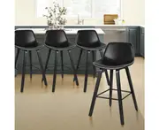 ALFORDSON 4x Wooden Bar Stools Noah Kitchen Dining Chair Vintage Retro All Black