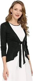 [Allegra K] Women's Tie Front Cardigan Dressy Ruffled Long Sleeve Open Cardigans