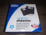 Office Depot 3.5in. Diskettes IBM Format DS/HD Black Box Of 25 New Sealed