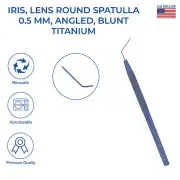 Lens Round Spatula, 0.5 mm, Angled, Blunt, overall length 12.5 cm, Titanium