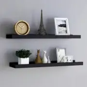 Picture Frame Ledge Shelf Set Black 80x9x3 cm MDF Wall Decor Storage