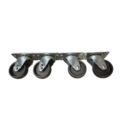 Manutec 4x Solid Cast Iron Swivel Castor Wheel 400kg Capacity 75mm Diameter