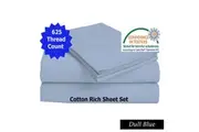 Accessorize 625TC Cotton Rich Sheet Set Dull Blue King