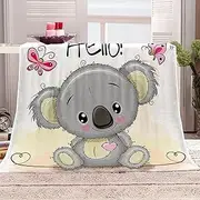 NDXRWDZR Blanket Gray Koala Throw Blanket for Sofa Bed Couch Soft Warm Microfiber Fluffy Picnic Blanket Fleece Blanket Gifts for Women Kids Teens Adults 150x200cm