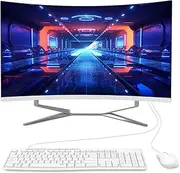 SIUGHVA 27" Curved FHD All-in-One Desktop Computer PC, N100 Quad-Core Processor, 8GB RAM, 512GB SSD, High-Speed Wired Keyboard & Mouse, Elegant Design - Perfect for Home & Office Use (N100/8GB/512GB)
