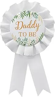 [WOWOPA] Daddy To Be Pin, Gender Reveals Baby Shower Tinplate Badge White Corsage Button Pin, New Daddy Party Gift Decorations Sign - 1Pcs, White, Plastic, no gemstone