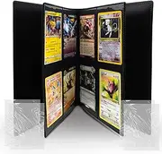 SOL 1pk Black Trading Card Binder with 100pk Extra Protector Leaves, Compatible Holder for 96 Pokemon Cards, PVC-Free, 9.6cm x 7cm, Secure Folder for Collectors, Trading, Tournaments and Display