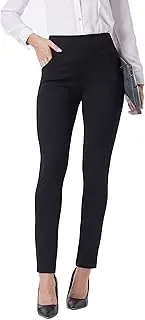 [Fakanhui] Women's Work Pants Comfy Stretch Skinny Leg Elastic High Waist Pull on Business Casual Dress Pants