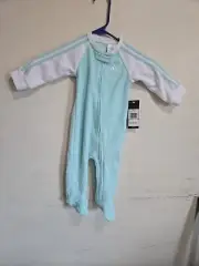 Adidas Micro Fleece Footie Lt Aqua. 9m. New