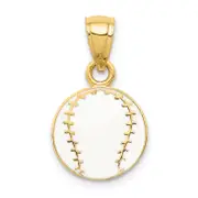 14K Yellow Gold Enameled Baseball Pendant