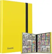 Homotte Trading Card Binder, 9 Pockets Card Album Folder, 360 Ringless Side-Loading Game Cards Holder Book for TCG, Yellow