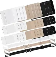 [WD&CD] 12Pcs Bra Extender Women's Elastic Extenders, 9pcs Bra Strap Extension and 3 Pcs Adjustable Non-Slip Bra Strap Holder, 3 Colors (3 Rows x 2 Hooks, 3 Rows x 3 Hooks)