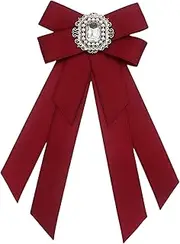 [Tadill] Women Bow Tie Neck Tie Ribbon Brooch Pin Pre Tied Bowknot Bow Tie Collar Tie, Red, as described