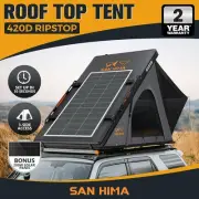 San Hima Kalbarri Lite Rooftop Tent Hardshell Grey+Ladder&Rack+200W Solar Panel