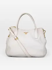 White Leather Sacca Vitello Daino Handbag