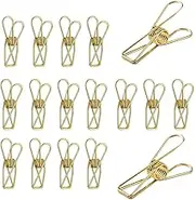 HWAQHDYL Rurili 20 Pieces Metal Wire Hollow Out Multi-Purpose Utility Clips Invoice Bill Paper Clips Clothespins Hanging Clips for Office School Home Use (Gold)