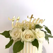 Acrylic Gold 'Thirteen' Birthday Cake Topper