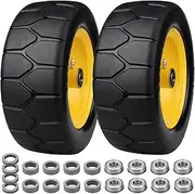 11x4.00-5'' Lawn Mower Tires Flat Free, 11x4-5 Solid Tires and Wheel, Zero Turn Mower Front Tires with 3/4" or 5/8" & 1/2" Precision bearings, 3.4"-5.6" Centered Hub for Zero-Turn Lawn Mower (2 Pack)