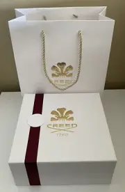 CREED Empty Large White Gift Box w/Magnetic Closure & Ribbon And Paper Bag