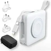 [AFAR] Universal Travel 10000mAh Power Bank | 11 in 1 iPhone Apple Watch AirPods Android USBC Lightning MagSafe Compatible Charger | Fast Charging with Carry Case | Samsung Pixel | Snap Wireless White